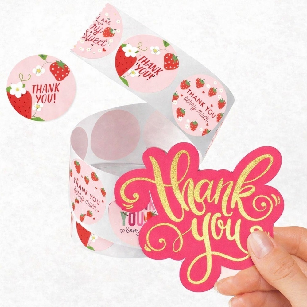 Thank You Design Cards 50pc and Rolls Stickers 500pc Thank you Berry much”